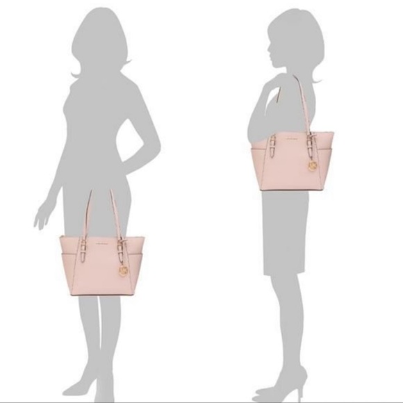 MICHAEL KORS CHARLOTTE LARGE TOP ZIP POWDER BLUSH - Picture 12 of 16